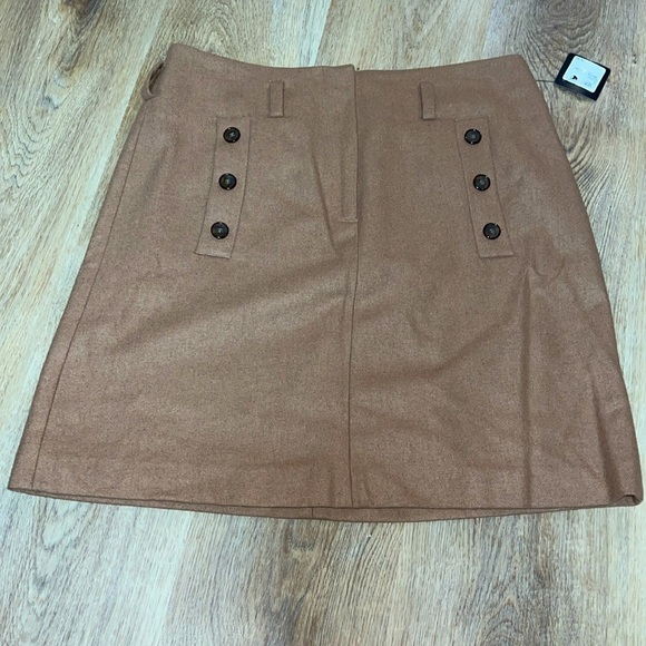 NWT Halogen Wool Blend Camel Mini Skirt Zip Front Closure Pockets size 8 - Picture 1 of 8